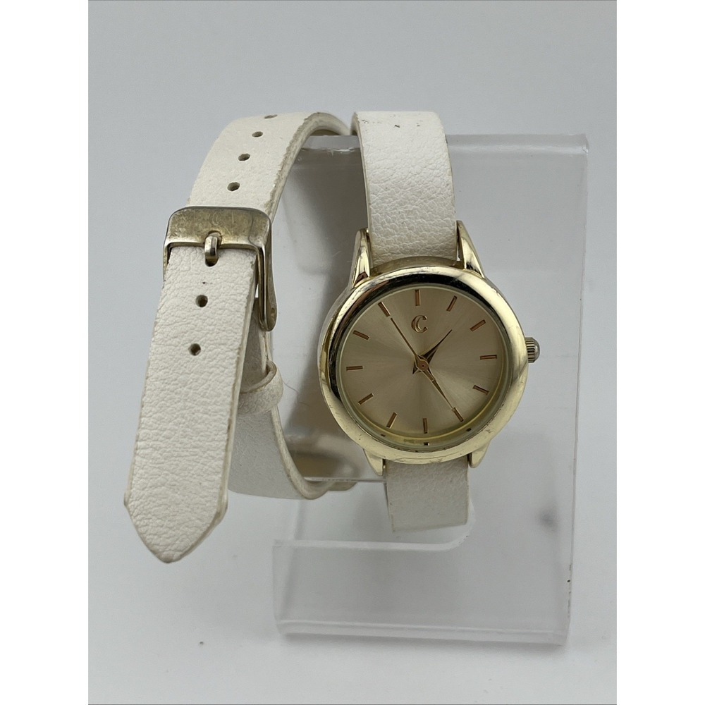 Charming Charlie Watch Women 28mm Case White Faux Leather Wrap Band- New Battery